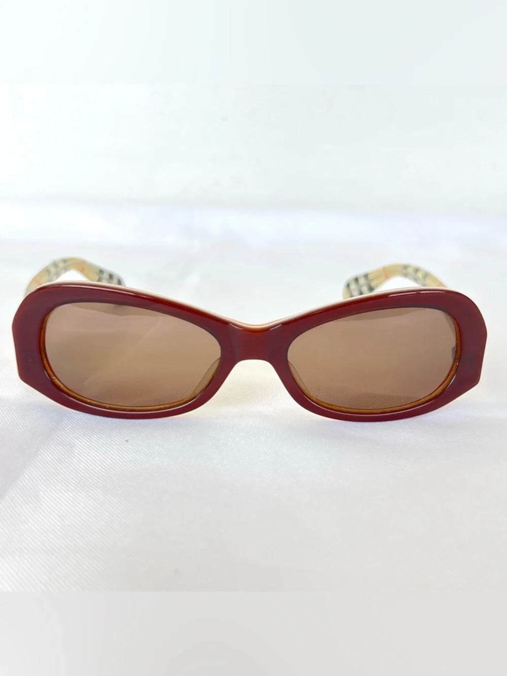 BURBERRY M-6937 1353 Kids Brown Lenses Burgundy Frame Checker Temples Sunglasses